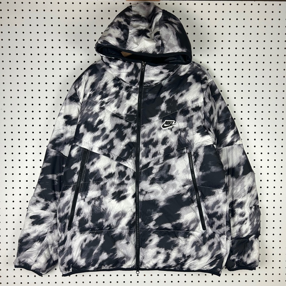 Nike Sportswear Windrunner Down-Fill Hooded Jacket XL Black‎ White CU4406-133